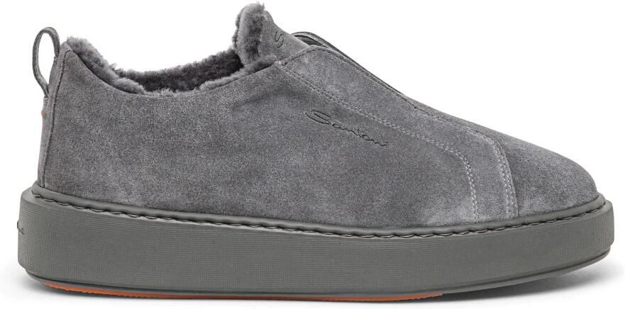 Santoni Instappers van suède met bont