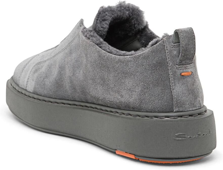 Santoni Instappers van suède met bont - Foto 2
