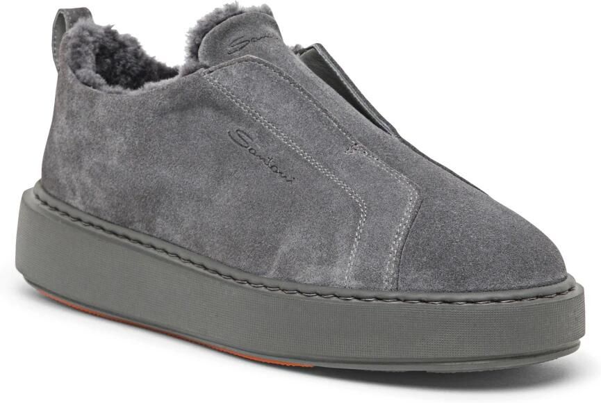 Santoni Instappers van suède met bont - Foto 3