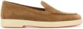 Santoni Bruin Leren Mocassins Platte Rubberen Zool Brown Dames - Bruin