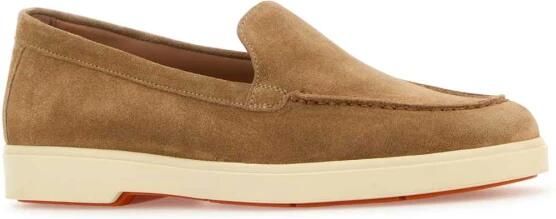 Santoni Bruin Leren Mocassins Platte Rubberen Zool Brown Dames - Foto 3