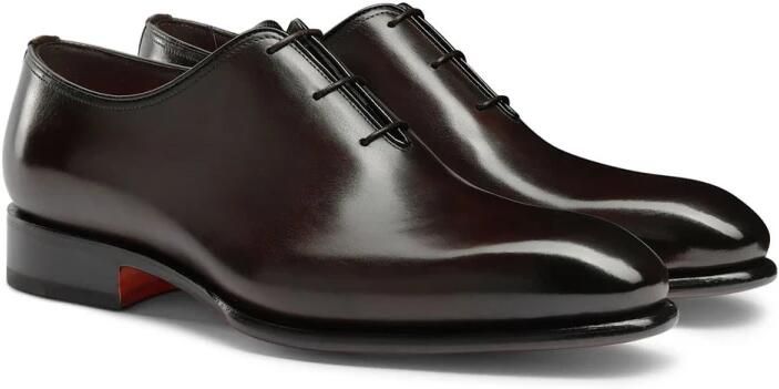 Santoni Klassieke Derby Schoenen van Zwart Leer
