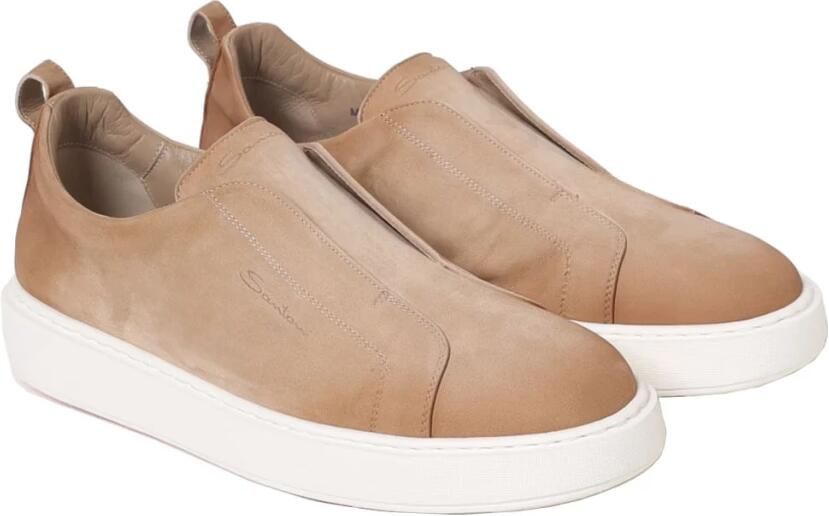 Santoni Beige Slip-On Leren Sneakers Beige Heren - Foto 5