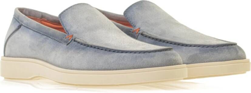 Santoni Klassieke Suede Loafer Blue Heren - Foto 2