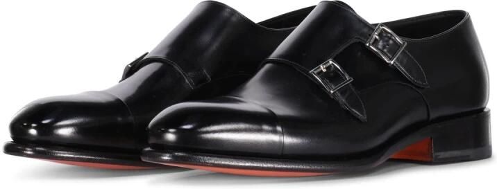 Santoni Leren dubbele monkstraps voor stijlvolle look Black Heren