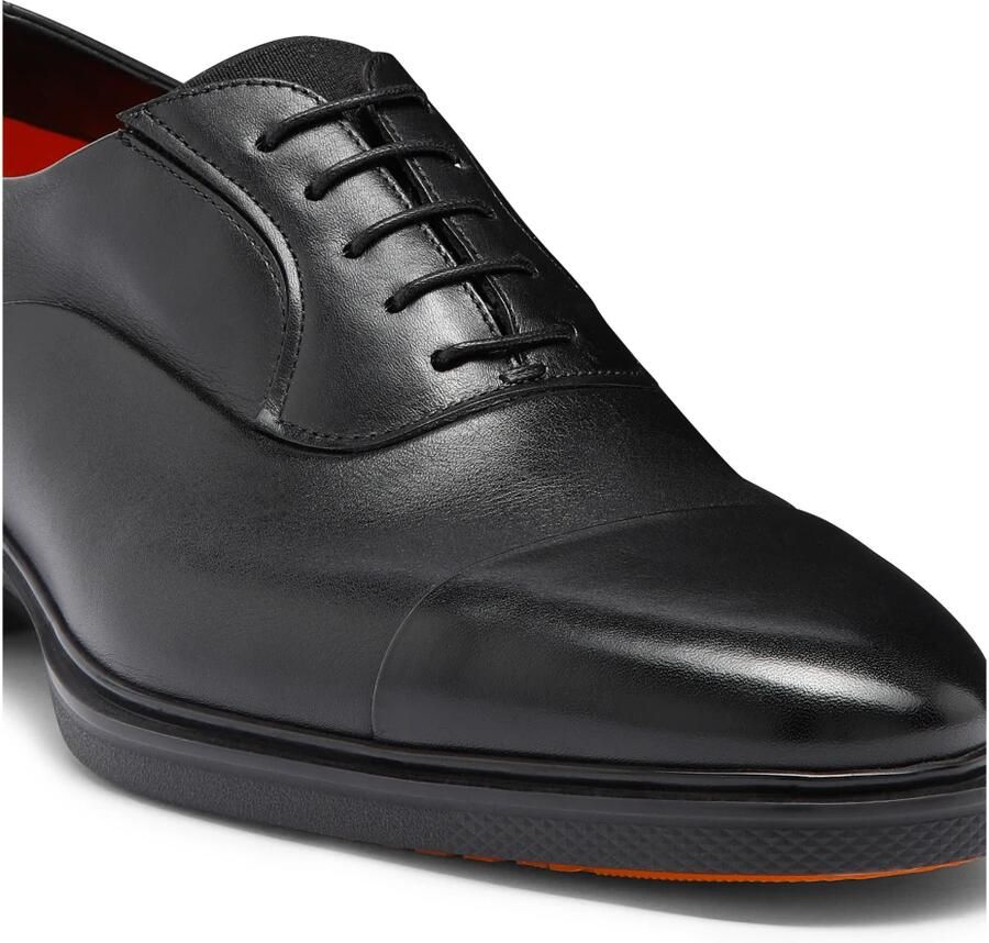 Santoni Leren Oxford Schoenen met Elastische Inzetstukken Black Heren - Foto 2