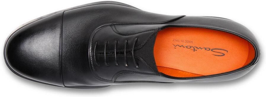 Santoni Leren Oxford Schoenen met Elastische Inzetstukken Black Heren - Foto 6