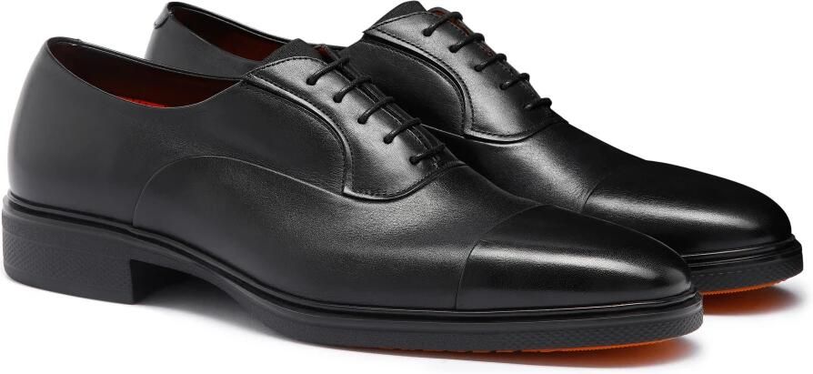 Santoni Leren Oxford Schoenen met Elastische Inzetstukken Black Heren - Foto 4