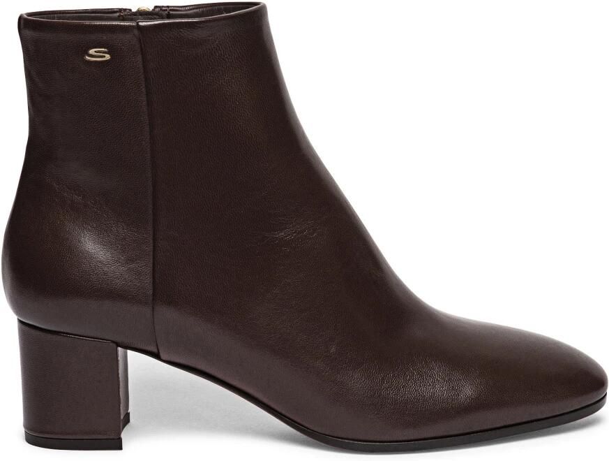 Santoni Leren Enkellaars met Middelhoge Hak