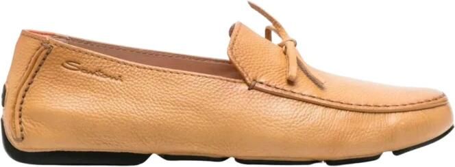 Santoni Leren loafers met casual knoopdetail