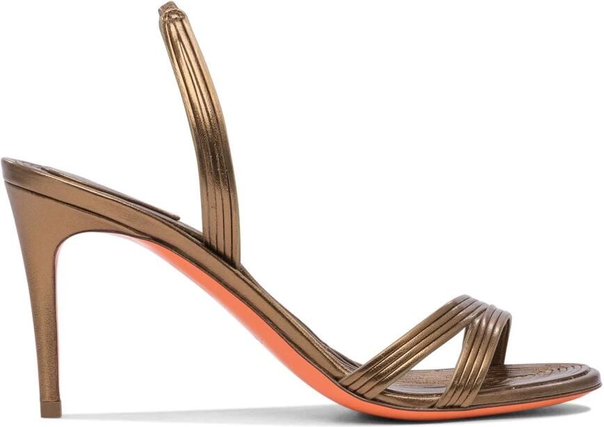 Santoni Leren sandaal met halfhoge hak