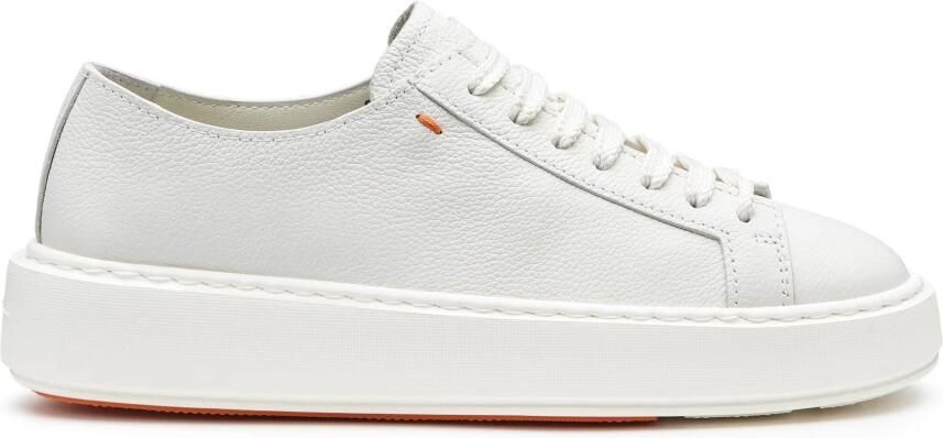 Santoni Witte Leren Sneakers met Voorsluiting White Dames