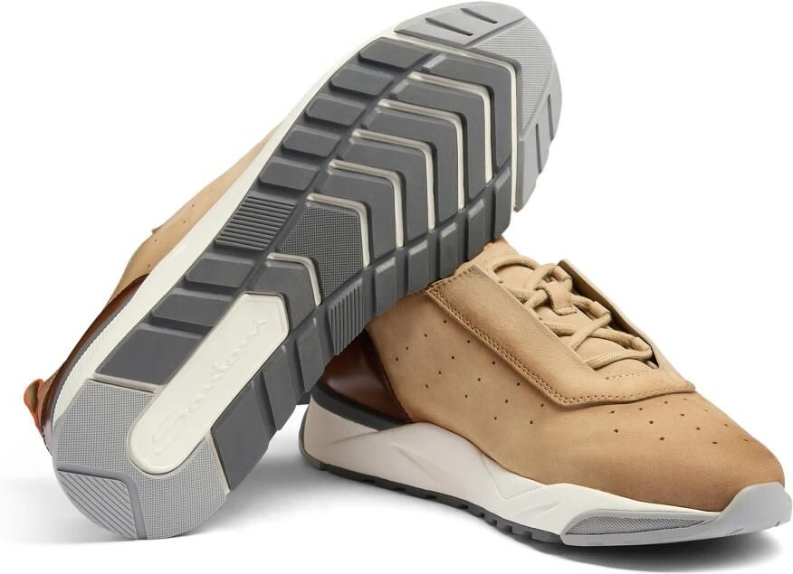 Santoni Nubuck Leren Sneakers met Leren Detail