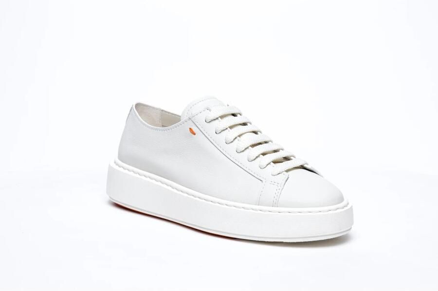 Santoni Witte Leren Sneakers met Voorsluiting White Dames - Foto 2