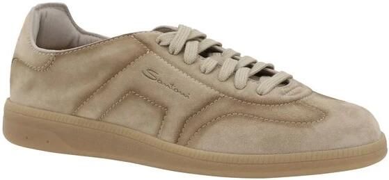 Santoni Leren sneakers met suède detail