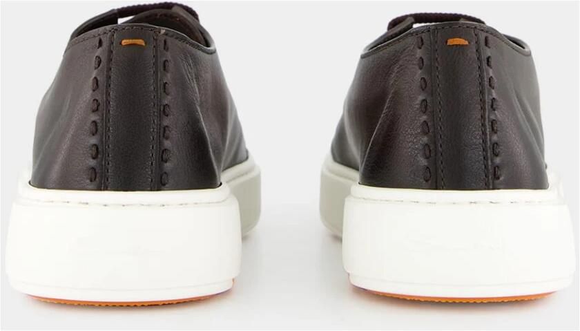 Santoni Luxe Bruine Leren Sneakers