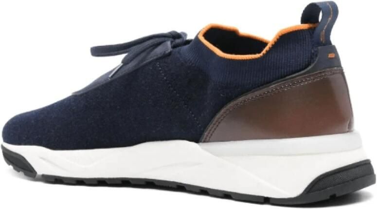 Santoni Navy Blue Mesh Sneakers