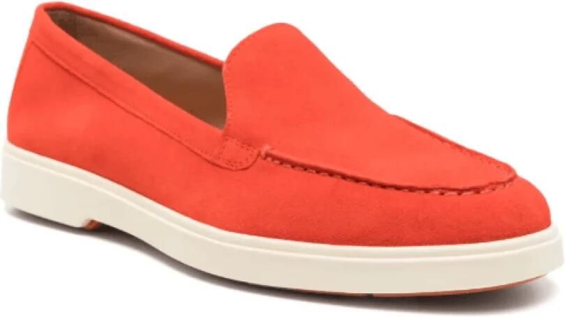 Santoni Oranje Suède Loafers met Platte Rubberen Zool