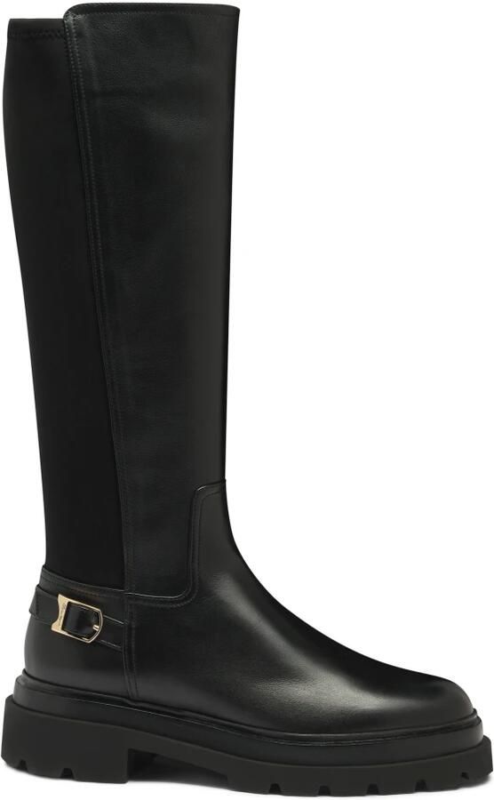SANTONI Hoge Laarzen Dames Led Stretch Laars Maat: 40 Materiaal: Leer Kleur: Zwart
