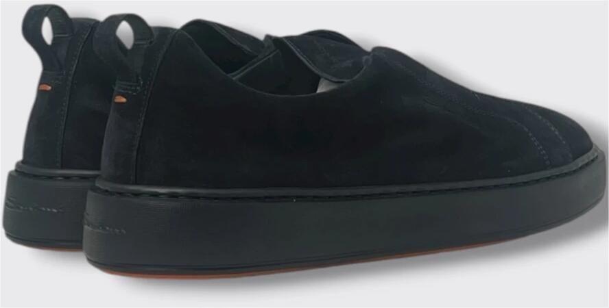 Santoni Blauwe Geborduurde Slip-On Sneakers Blue Heren