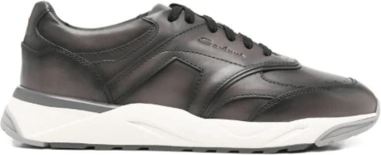 Santoni Panelled Leather Sneakers