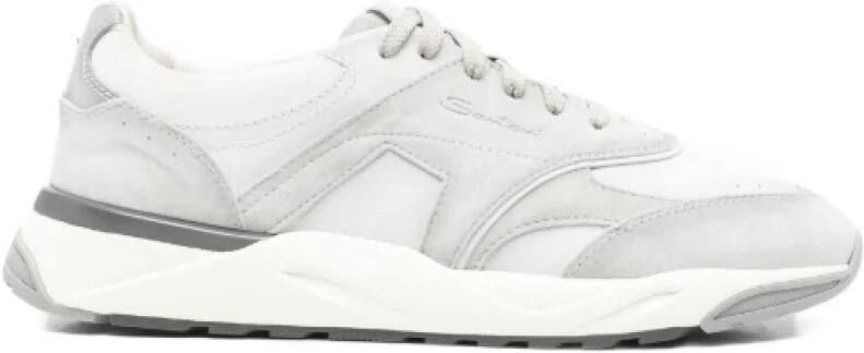 Santoni Panelled Leather Sneakers