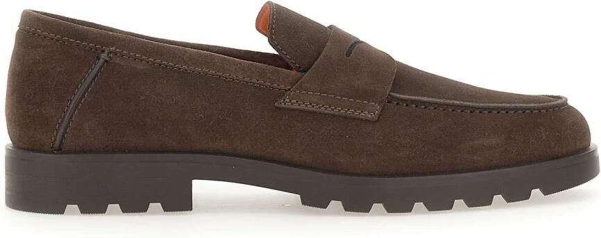 SANTONI Loafers Heren Sue Penny Loafer Gz Maat: 9 5 Materiaal: Suède Kleur: Bruin - Foto 2