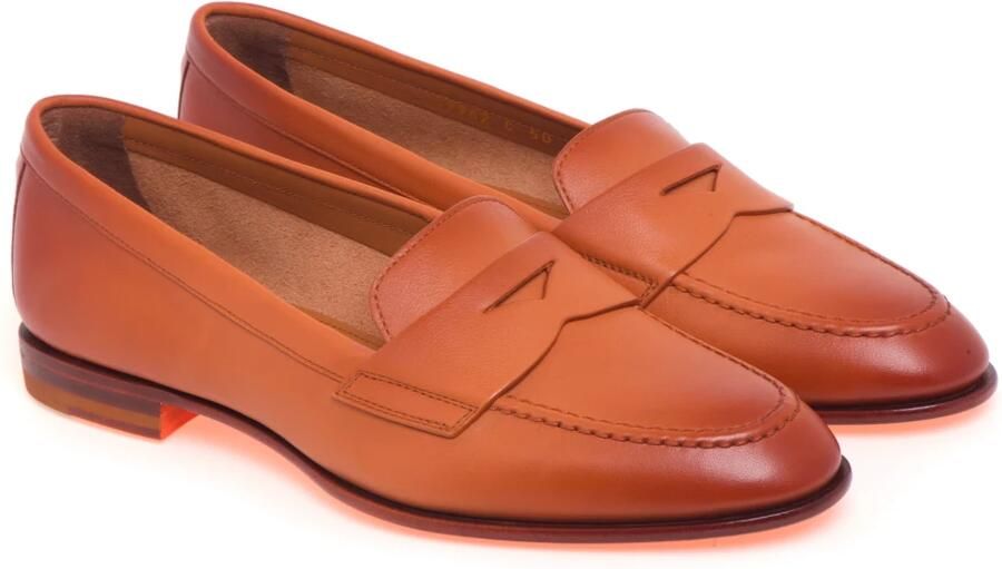 Santoni Leren pennyloafer voor dames Brown - Foto 3