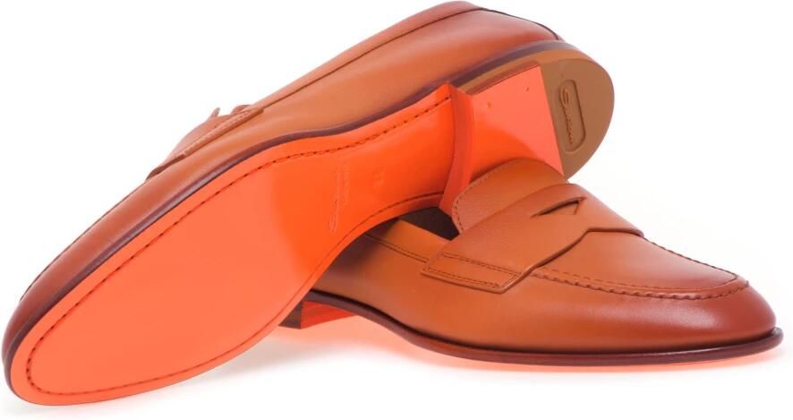 Santoni Leren pennyloafer voor dames Brown - Foto 4