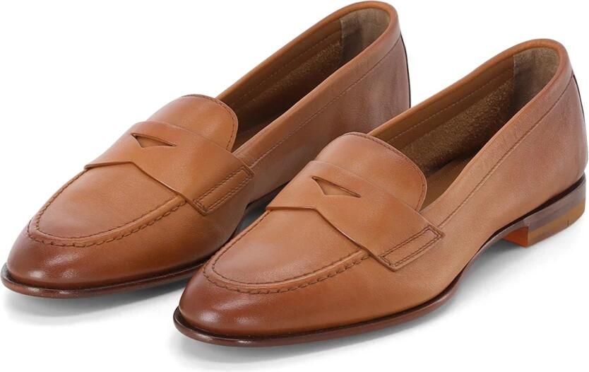 Santoni Leren pennyloafer voor dames Brown