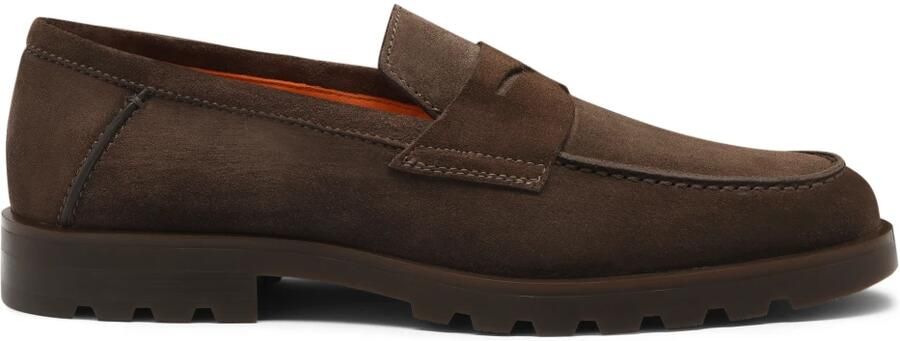 SANTONI Loafers Heren Sue Penny Loafer Gz Suède Bruin