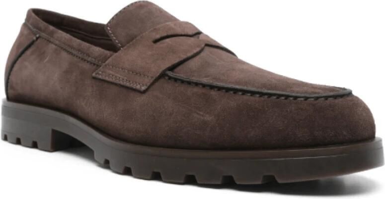Santoni Schapenvacht Gevoerde Koffiebruine Loafers