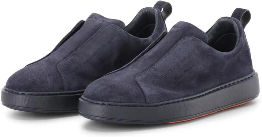 SANTONI Lage Sneakers Heren 21995 Maat: 10 Materiaal: Suède Kleur: Blauw - Foto 2
