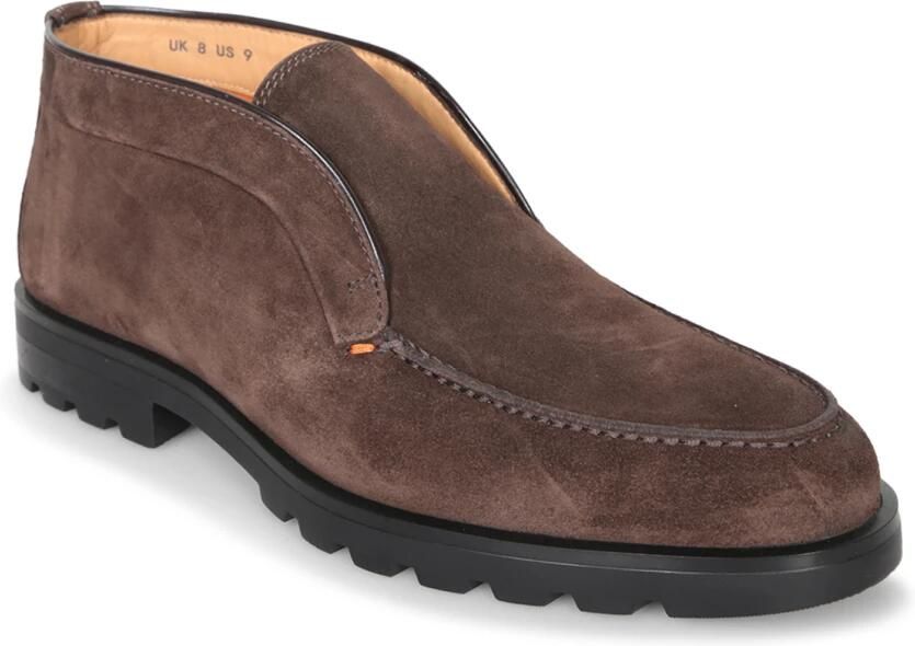 Santoni Bruine Suède Laarzen met Oranje Stiksels Brown Heren - Foto 2