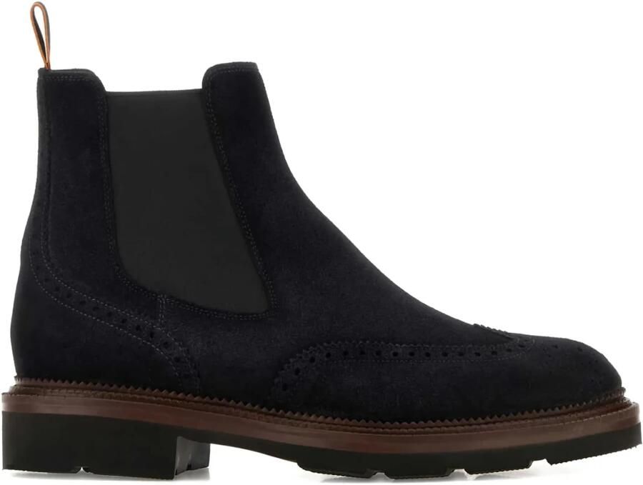 Santoni Suede Chelsea Brogue Boot - Foto 5