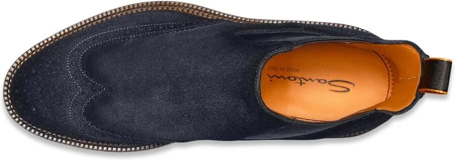 Santoni Suede Chelsea Brogue Boot