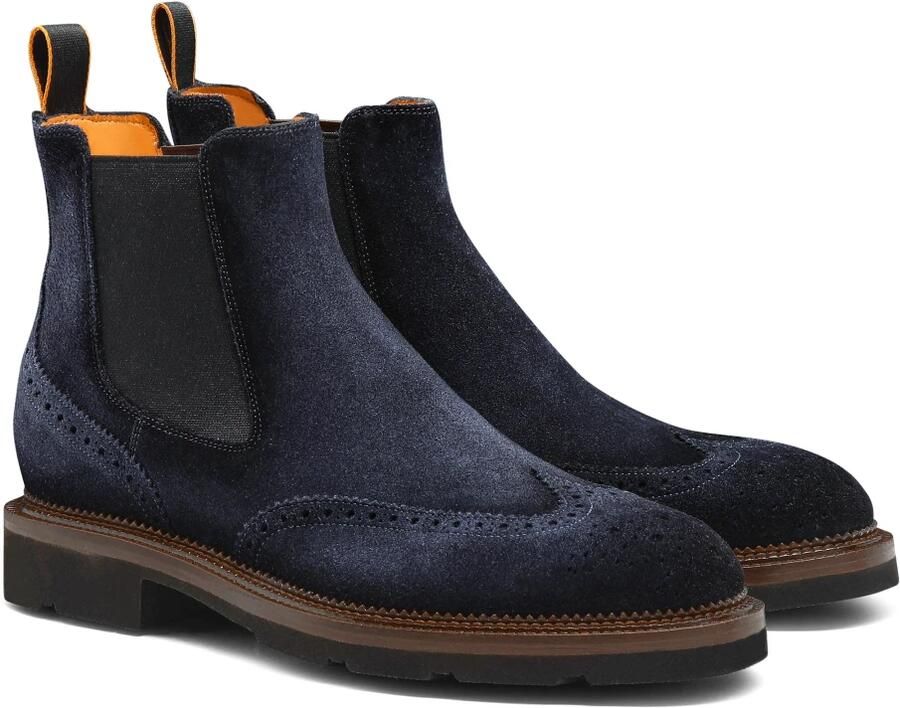 Santoni Suede Chelsea Brogue Boot - Foto 4