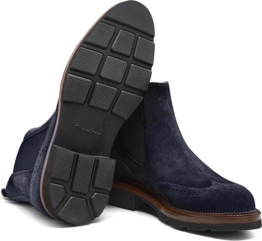 Santoni Suede Chelsea Brogue Boot - Foto 3