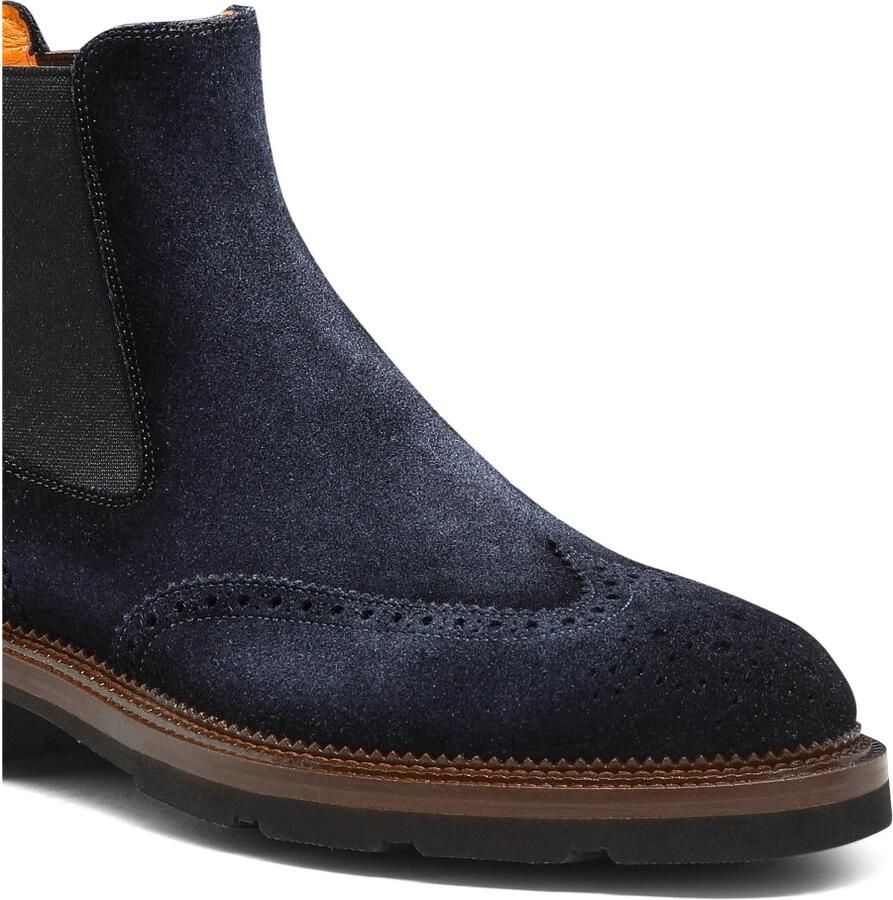 Santoni Suede Chelsea Brogue Boot - Foto 2