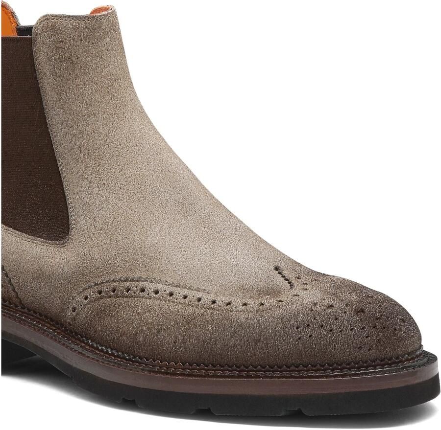 Santoni Suede Chelsea Brogue Boot - Foto 2
