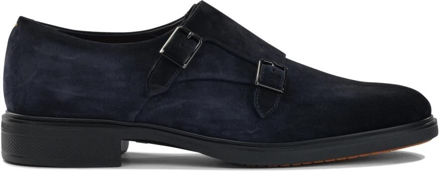 Santoni Suede Double-Buckle Loafer