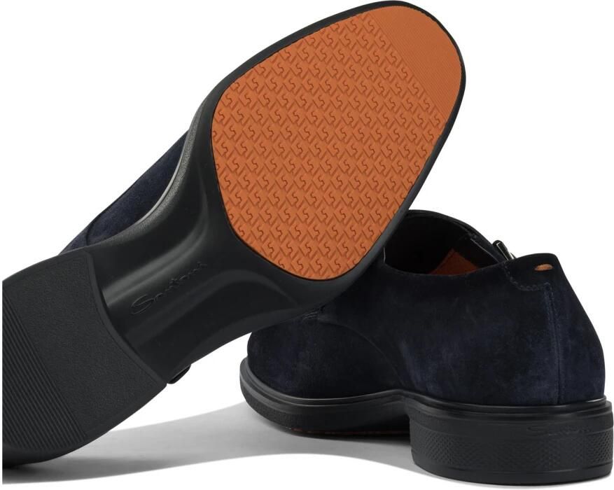 SANTONI Nette Schoenen Heren Sue 2gespschoen Maat: 8 Materiaal: Suède Kleur: Blauw