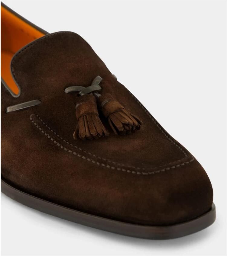 Santoni Suède en leren loafers met kwastjes