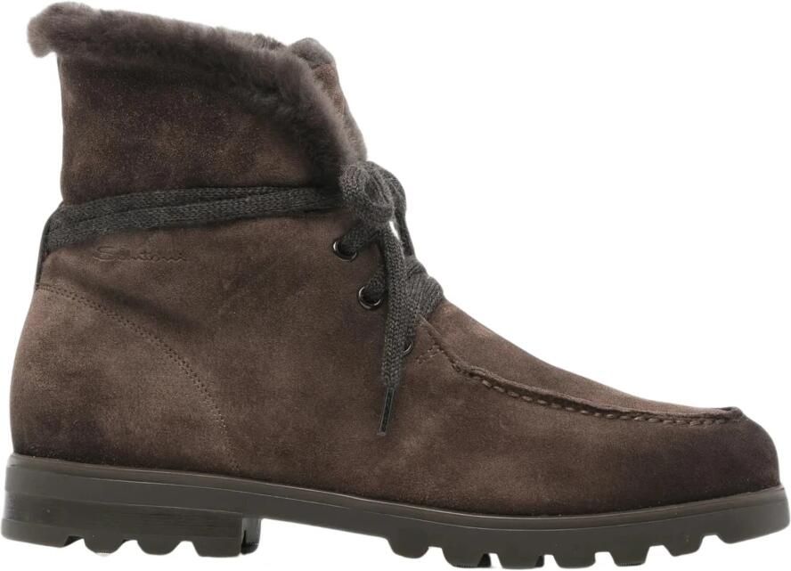 Santoni Suède enkellaars met bont