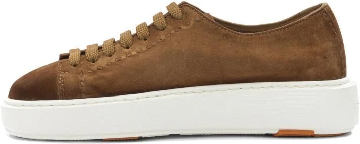 Santoni Suede Lace-Up Platform Sneakers