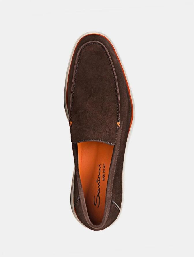 Santoni Suède Leren Loafers Casual Slipon