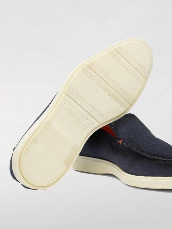 Santoni Blauwe Suède Loafers voor Heren Blue Heren
