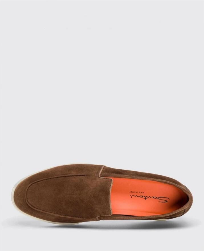 SANTONI Loafers Heren Malibu Maat: 7 5 Materiaal: Suède Kleur: Bruin