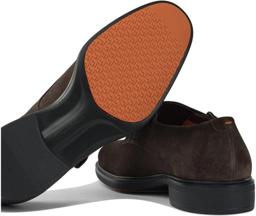 SANTONI Nette Schoenen Heren Sue 2gespschoen Maat: 8 Materiaal: Suède Kleur: Bruin - Foto 3