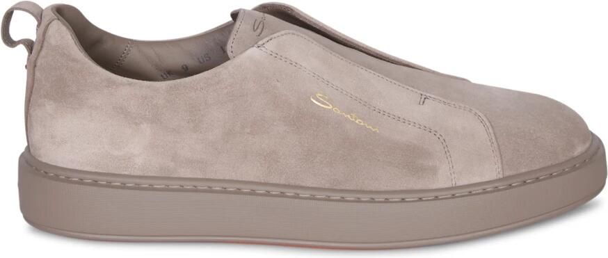 SANTONI Lage Sneakers Heren 21995 Maat: 10 Materiaal: Suède Kleur: Taupe - Foto 3